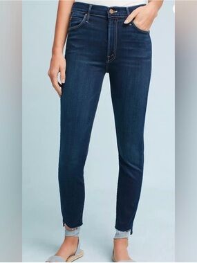 MOTHER Dark Blue High-Rise Ankle Skinny Jeans